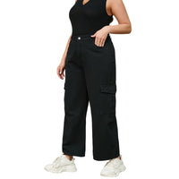 Plus-size Straight-leg Non-stretch Fashionable Pants For Women
