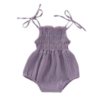 Boys And Girls Double-layer Cotton Crepe Adjustable Lace-up One-piece Romper