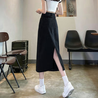 Female Casual Mid Length High Waist Slimming A-line Skirt