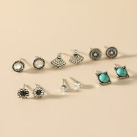 European And American Combination Suit Turquoise Ear Studs