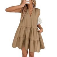 Stand-up Collar Lace Trim Loose Casual Dress For Women
