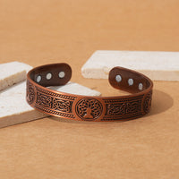 Vintage Red Copper Magnetic Bracelet Tree Of Life Pattern Magnetic Bangle For Men Women