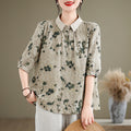 Women's Short-sleeved Shirt Cotton And Linen Style Top