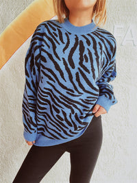 Commuter Knitted Two-piece Zebra Pattern Contrast Color