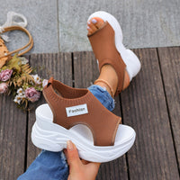 Summer Fishmouth Chunky Wedge Sandals Women's Casual Breathable Footwear Daily Shoes