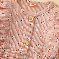 Girls' Fashion Simple Cotton Sunken Stripe Full Printing Long-sleeved Triangle Romper
