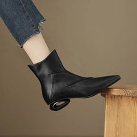 Chunky Heel Side Zip Short Tube Fashion Boots
