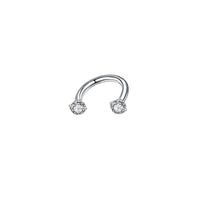Stainless Steel Piercing Ornaments Round Double Zircon Nose Ring U-shaped Nose Ring