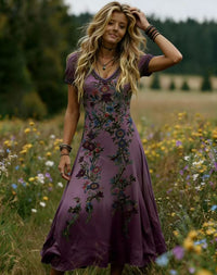 Womens Retro Elegant Ombre Dress