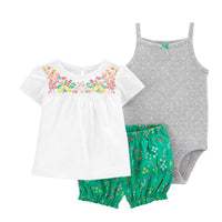 Baby Girl Short-sleeved Shorts T-shirt Three-piece Suit