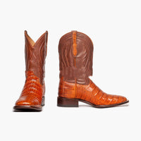 Embroidered Tube Edge Stitching Plaid Pointed Men's Boots