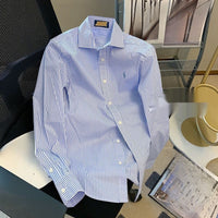 Striped Collar Designer Niche Womens Long-Sleeve Top