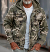 Winter Menswear Warm With Velvet Hooded Pocket Long-sleeved Cotton-padded Jacket