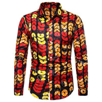 Men's Long-sleeved Shirt Ethnic Print Slim Fit