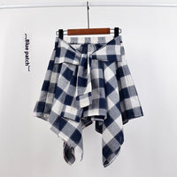College Style Plaid Irregular Dance Skirt