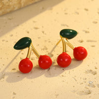 Unique Design Cute Cherry Stud Earrings