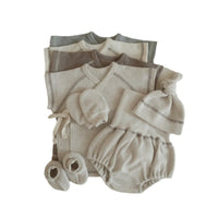 Baby Clothes Baby Waffle Top High Waist Belly Protection Pants Suit