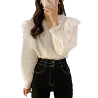 Ruffled Collar Lotus Loose Long Sleeve Shirt