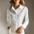 New French Jacquard Subtle Pattern Lapel Long Sleeve Shirt Women's Clothing