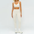 Contrast-color Brushed Yoga Set With Dual Shoulder Straps
