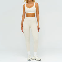 Contrast-color Brushed Yoga Set With Dual Shoulder Straps