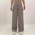 High-waisted Plaid-print Straight-leg Pants