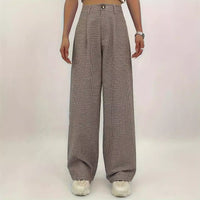 High-waisted Plaid-print Straight-leg Pants