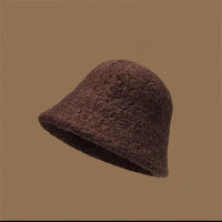 Face-flattering Solid-color Warm Bucket Hat
