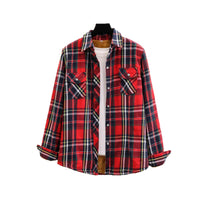 Fleece-Lined Thickened Plus-Size Plaid Shirt For Women