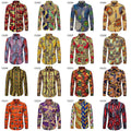 Men's Long-sleeved Shirt Ethnic Print Slim Fit