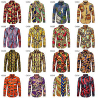Men's Long-sleeved Shirt Ethnic Print Slim Fit