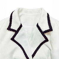 New Womens Elegant Tweed Blazer With Lace Trim