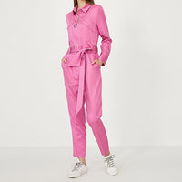 Workwear Style Simple Rivet Slim Solid Color Jumpsuit Women
