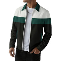 Waffle-knit Colorblock Cardigan With Zippered Pockets And A Notched Collar