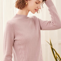 Thick, High-neck Cashmere Sweater For Women, Pure Cashmere Pullover Base Layer Knit Sweater