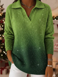 New Solid-color Long-sleeve Top Shimmering Sweater