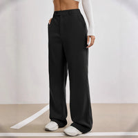 Thin  Draping  High-end Feel Loose-fitting  Figure-flattering Black Straight-leg Wide-leg Pants