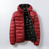 Thin Lightweight Short Type White Duck Down Thin Hooded Jacket