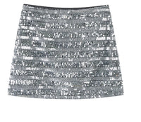 American Design Temperament Hot Girl High Waist Silver Paillette A- Line Skirt