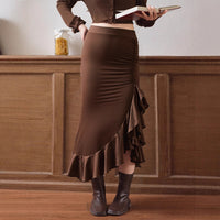Irregular Ruffled Midi Skirt For Women