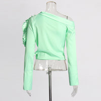 Women's Patchwork Ruffled Floral Long Sleeved Shirt