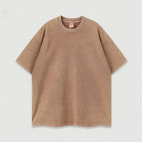 Water-washed Printed Heavyweight Pure Cotton Regular-shoulder Short-sleeve T-shirt