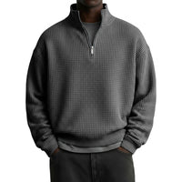 Mens Digital Floral Print Waffle-Weave Half-Zip HoodieJacket