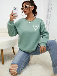 Heart Shape Printed Drop-shoulder Sweatshirt