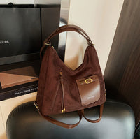 Vintage Suede-lined Large-capacity Bag