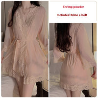 Pure Want To Gather And Chest Pad Nightdress Outerwear Gown Suit