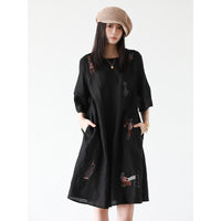 Simple Round-Neck Loose Dress For Women