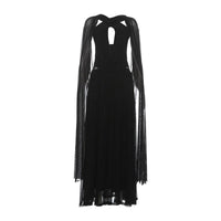 Neck-hanging Ruffled Solid-color Elegant Waist-cinching Dress