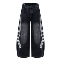 American-style Vintage Womens Wide-leg Denim Jeans