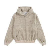 Korean Striped Hooded Cardigan Sweater Women's Loose Slimming